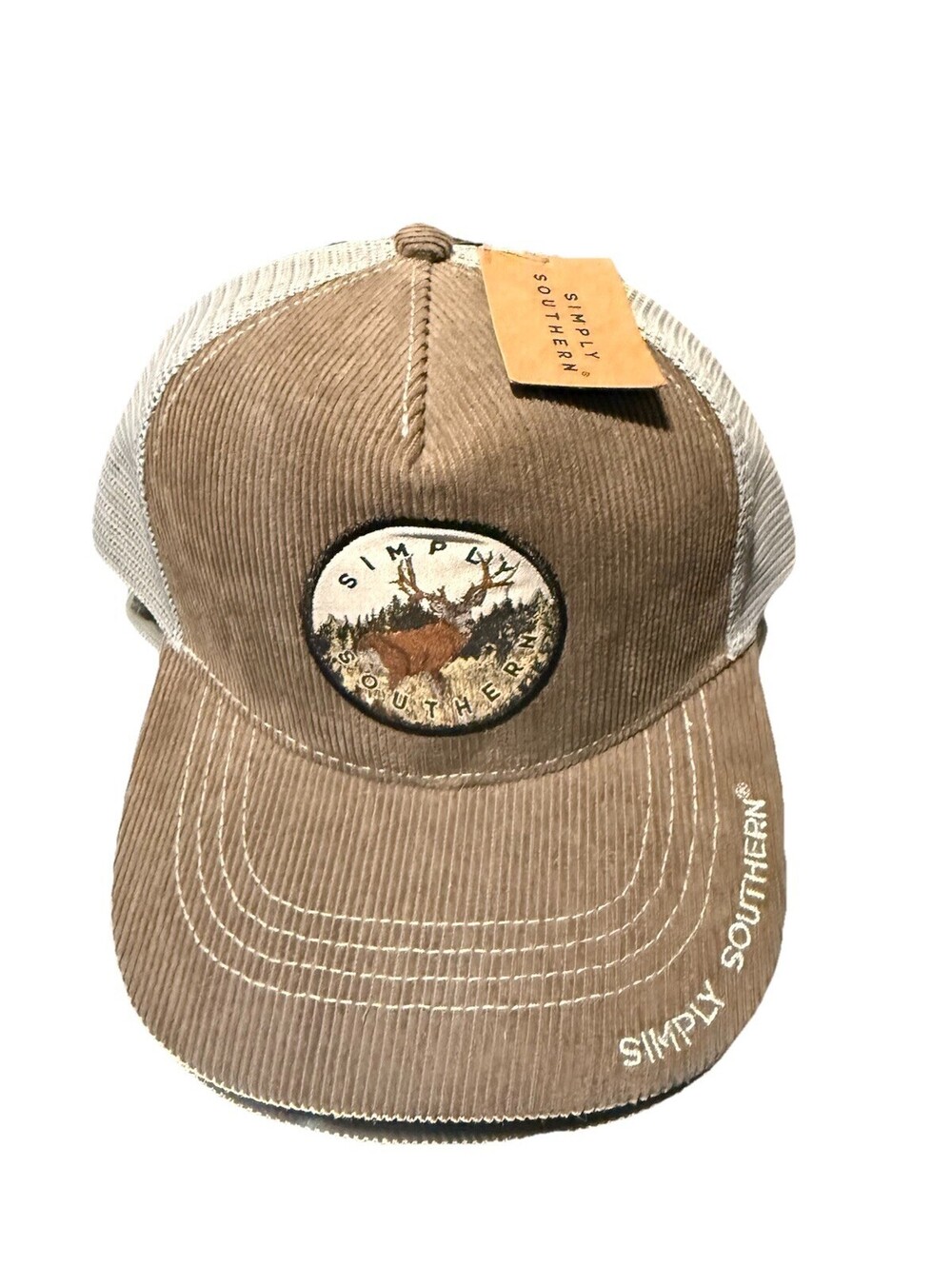 Simply Southern Outfitters Corduroy Trucker Hat Buck Deer Patch Snapback